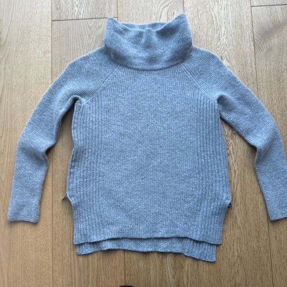 VINCE GREY SWEATER WITH SIDE ZIPPER CASHMERE & WOOL BLEND - Picture 7 of 15